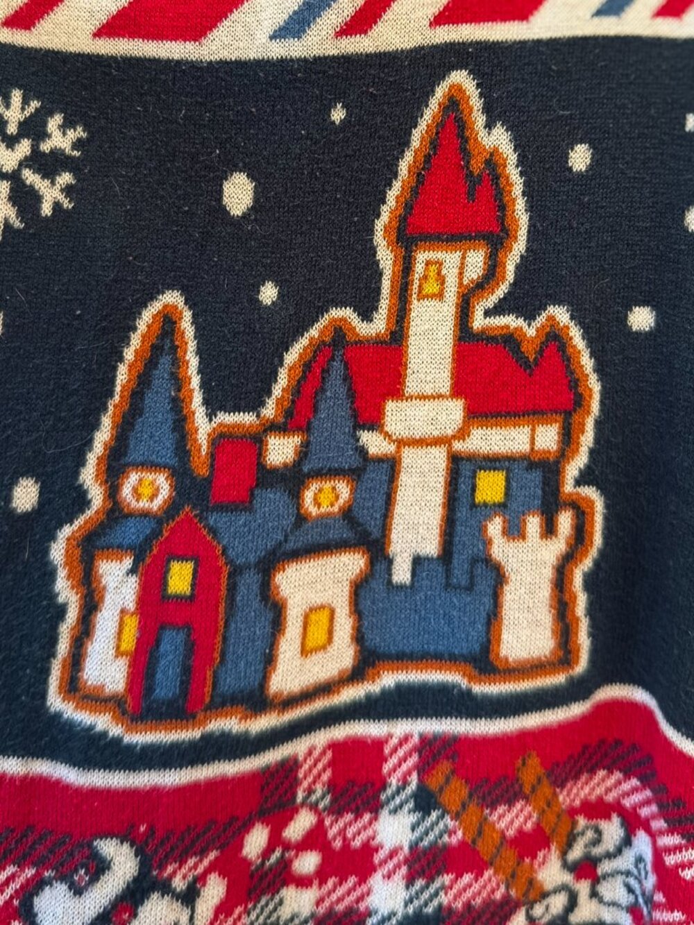 RARE Disneyland Resort Christmas Spirit Jersey Knit Sweater Mickey Holiday Plaid - Picture 4 of 14